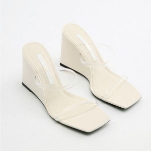 Zara Vinyl Wedge Sandals Size 6.5